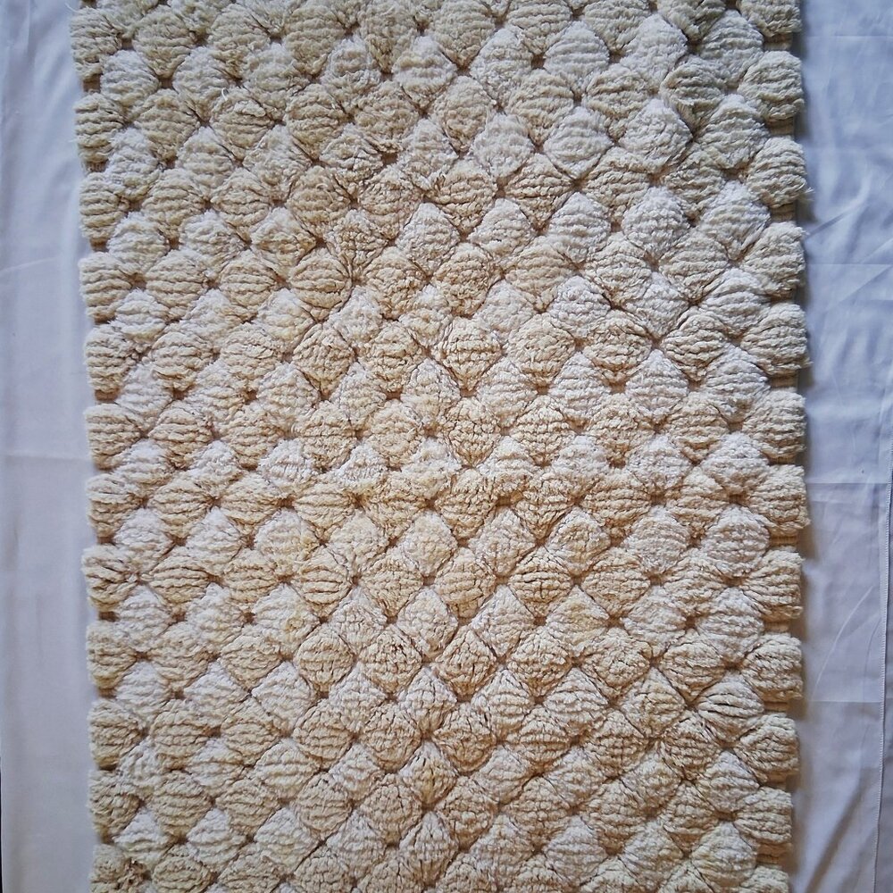 Vintage Rectangular Beige Beni Ouarain Rug